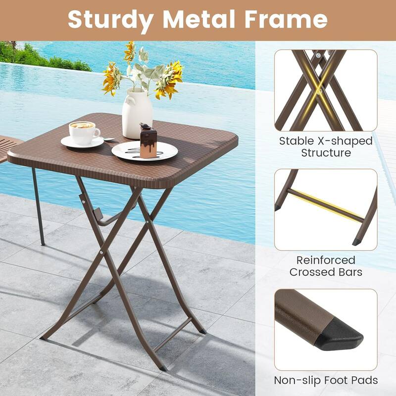 23.5" Square Folding Table HDPE Foldable Patio Bistro Table