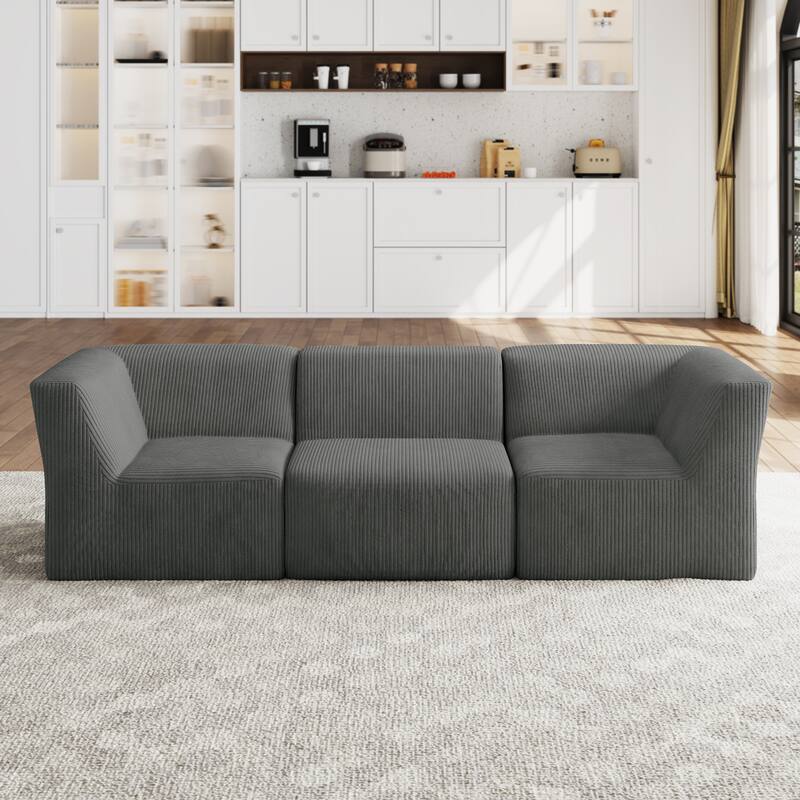 Modern Corduroy Fabric Loveseats Sofa Sectional Sofa