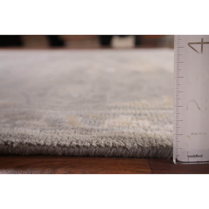 All-Over Gray Oushak Indian Square Area Rug Handmade Wool Carpet - 8'0"x 7'8"