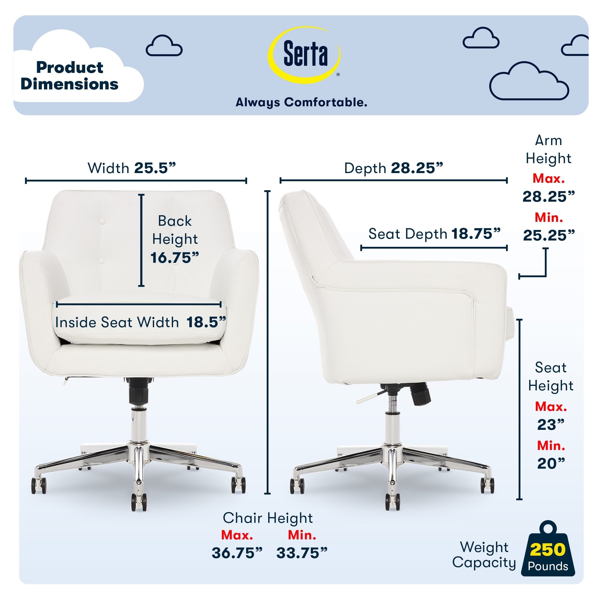 Serta ashland ergonomic home office hotsell chair with memory foam cushioning