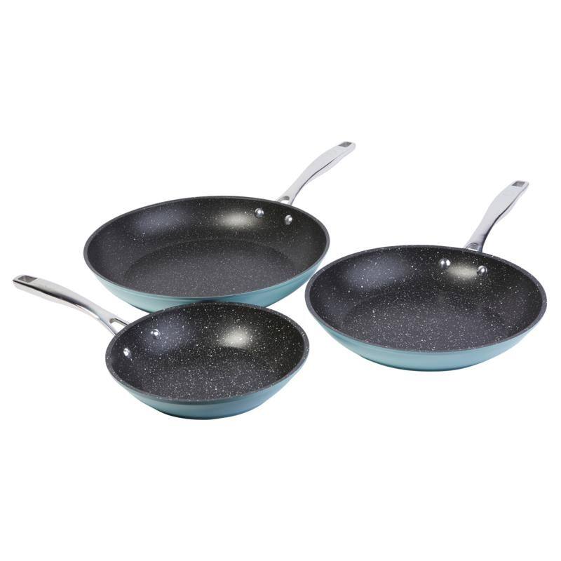 Curtis Stone Dura-Pan 3-piece Frypan Set Refurbished - Blue