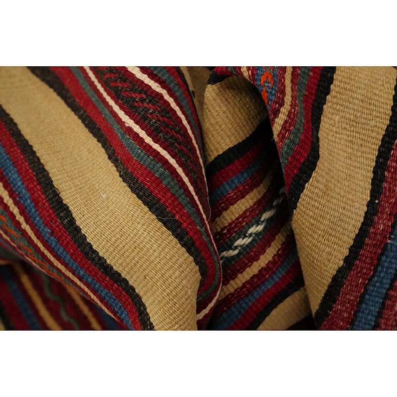 Hand Woven Oriental 100% Wool Carpet Southwestern Geometric Multi-Colored Kilim Area Rug - 8' 5'' X 4' 8''