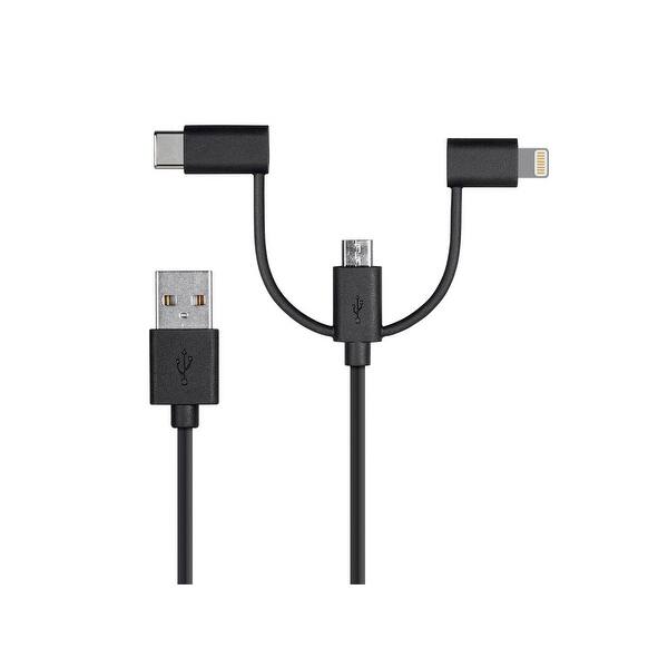 Shop Monoprice Apple Mfi Certified Usb To Micro Usb Usb Type C Lightning 3 In 1 Charge Sync Cable 3 Feet Black Overstock 19419958