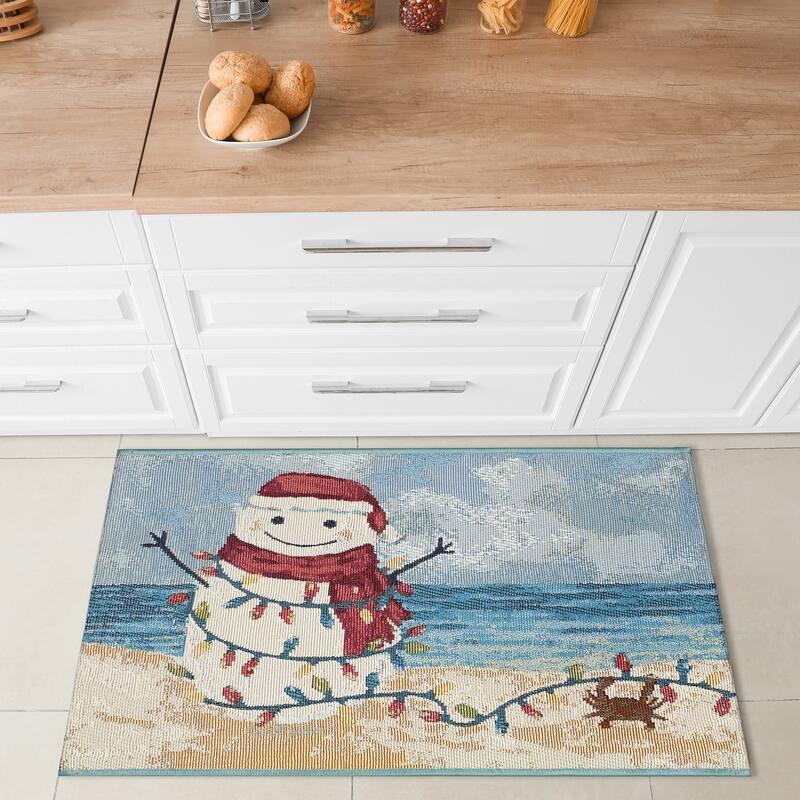 Liora Manne Esencia Beach Snowman Indoor/Outdoor Mat