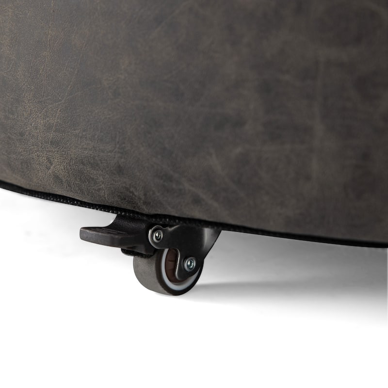 Christopher Knight Home - Mollet Modern 30" Round Hidden Storage Ottoman with Removable Wooden Lid & Rolling Wheel Casters