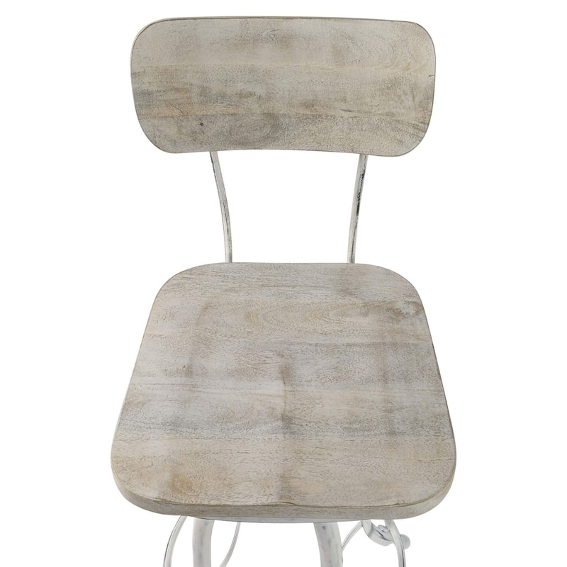 Adjustable Barstool with Curved Seat Back - 38.25" - White