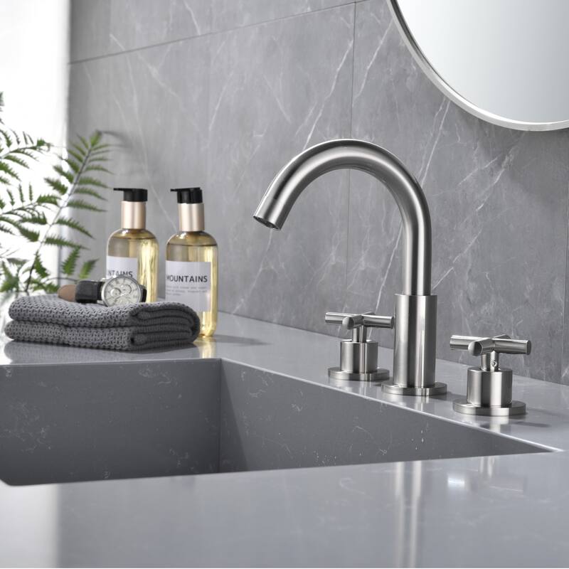 Luxury Gold / Nickel / Black 360 Swivel Bathroom Faucet Widespread with 2 Cross Handles