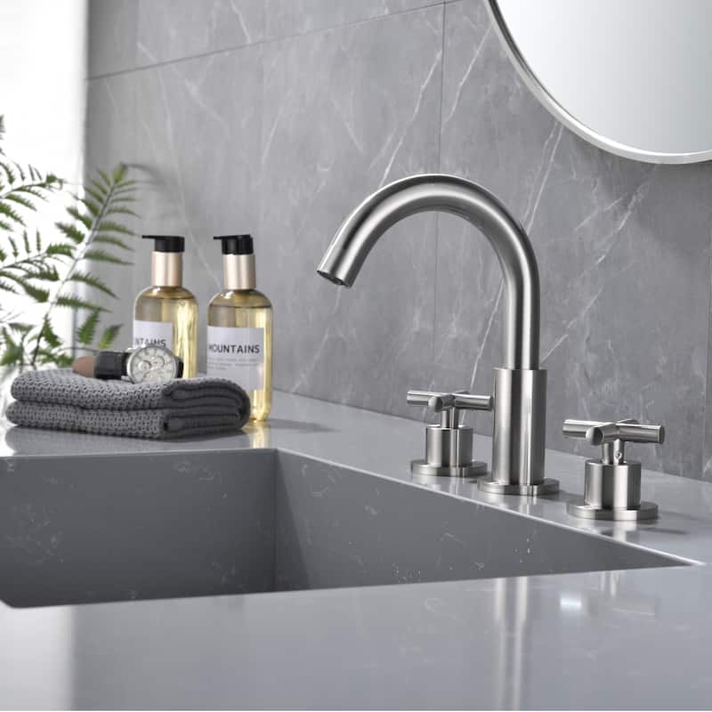 Modland 3-Hole Bathroom Faucet with 360-degree Swivel Spout & CEC Certified, Gold/Black/Nickel