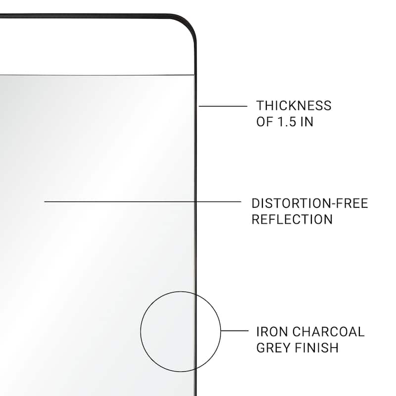 Renwil Tiffey 38.2" Tall Rectangle Wall Mirror, Grey