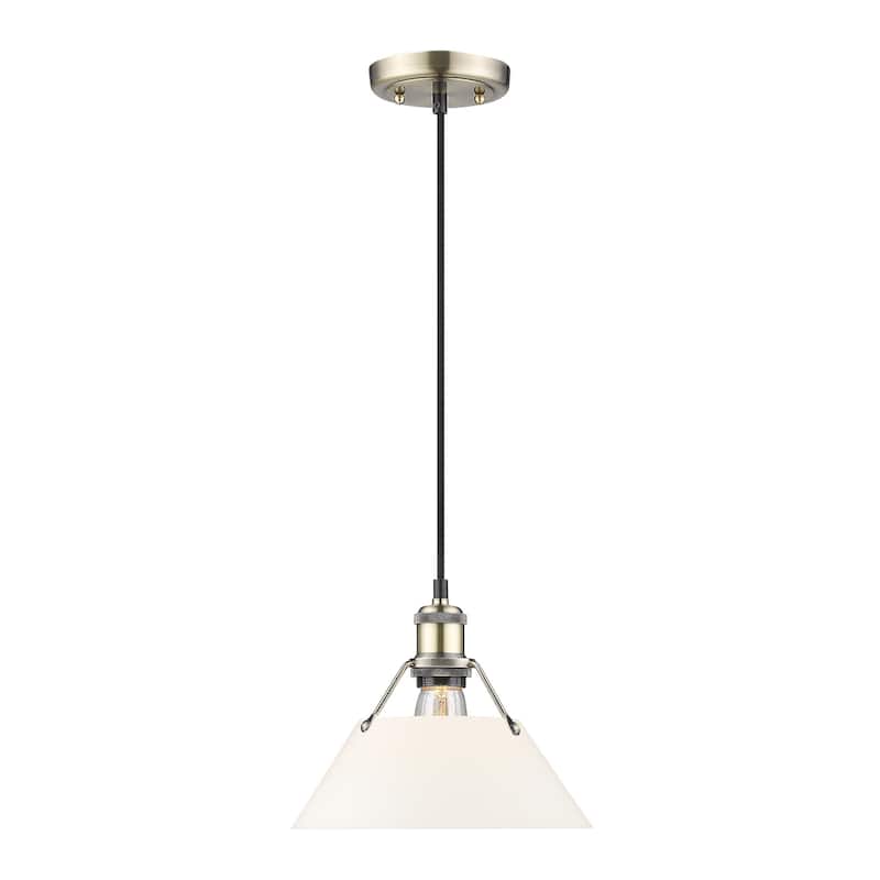 Orwell 10" Wide Medium Pendant in Aged Brass with Opal Glass - Gold