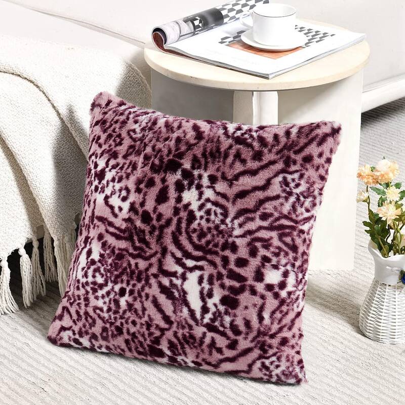 Decorative Printed fauxfur Throw Pillow Covers Set of 2, NO INSERT