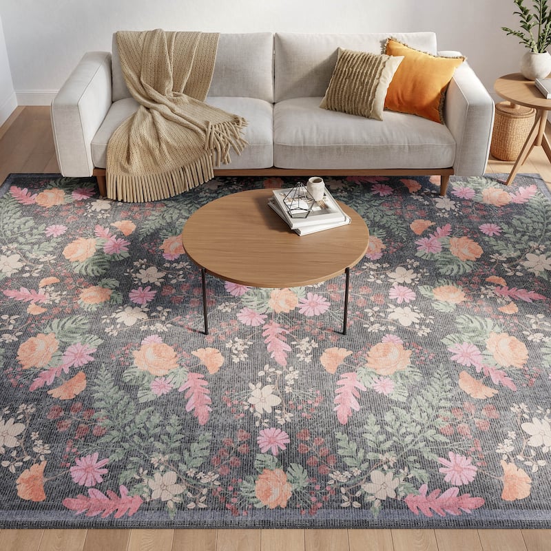 Nourison Botanical Washables Indoor only Floral Patterned Area Rug