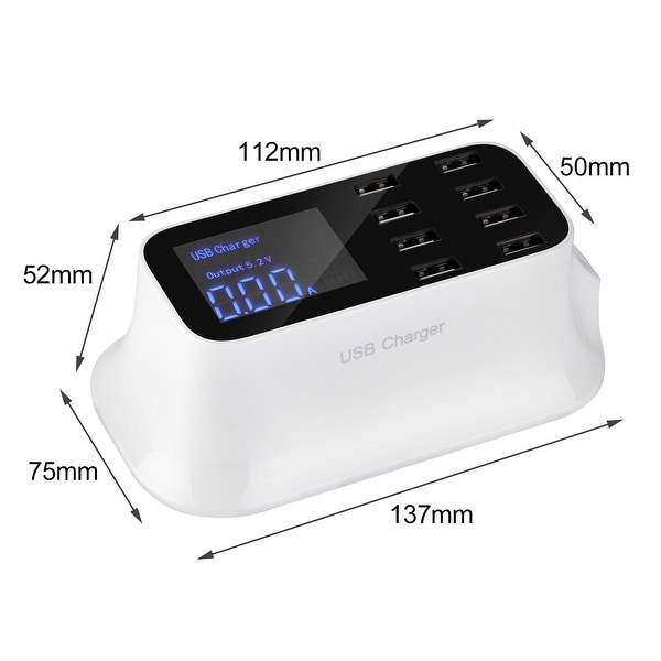 8 Multi-Port USB Adapter Desktop Wall Charger Smart LED Display Charging Station