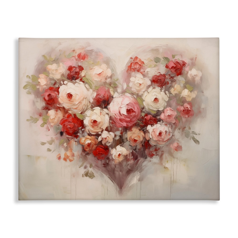 Stupell Valentine Roses Heart Canvas Wall Art Design By Arlington Prints