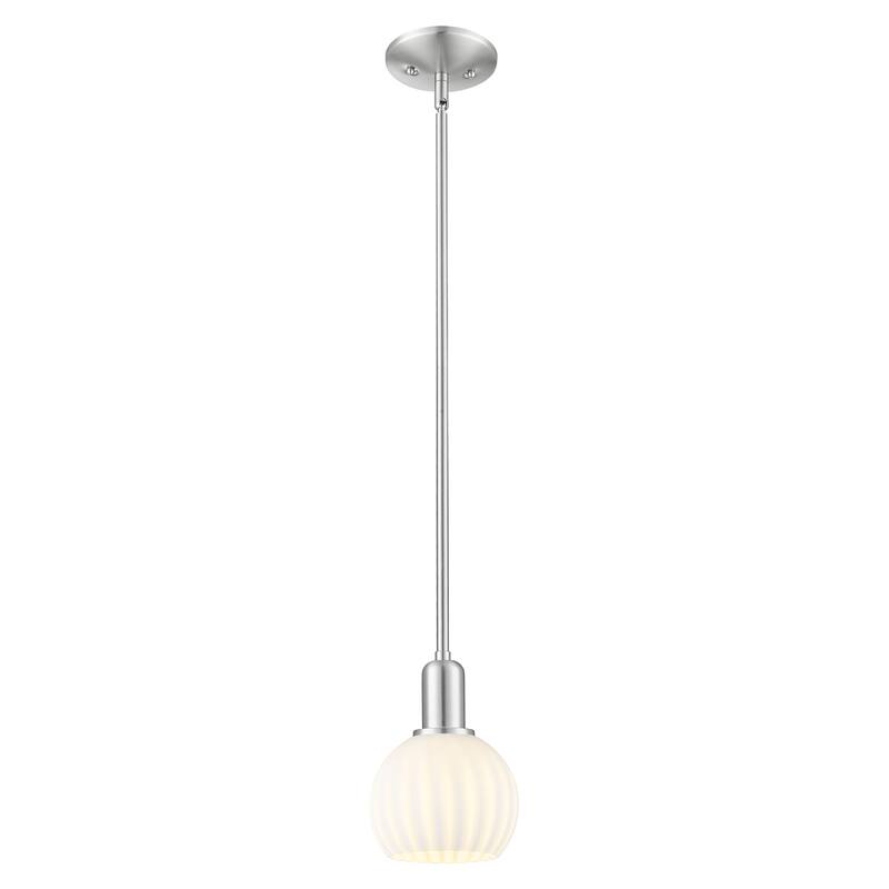 Innovations Lighting Endless Possibilities Arcadia - White Venetian - 1 Light 6" Stem Hung Mini Pendant - Brushed Satin Nickel