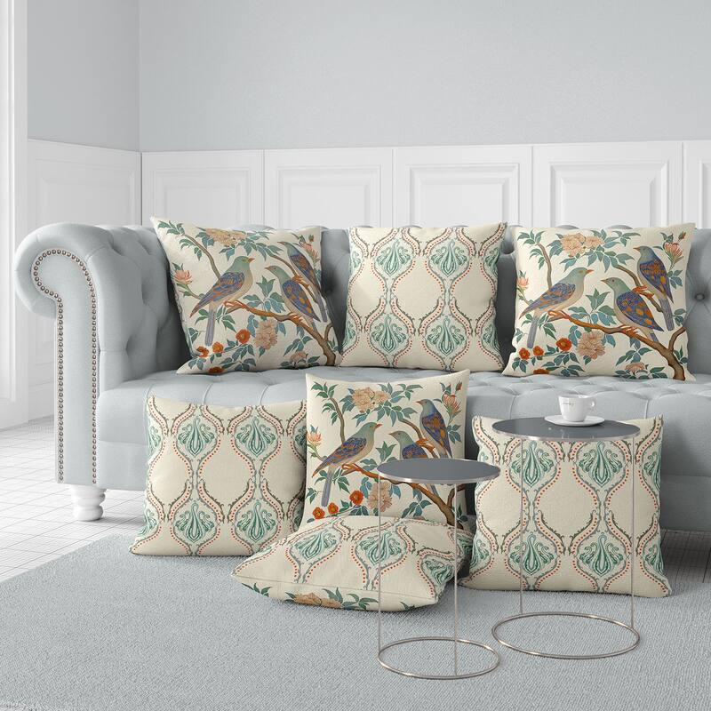 Amrita Sen Enchanted Feathers Indoor Outdoor Pillow with Removable Cover