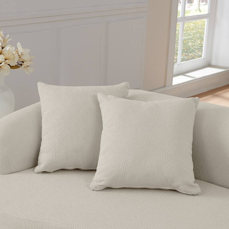 Curved Modular Sectional Sofa In Lamb'S Wool Fabric, Modern Minimalist Style,Compressed (No Assembly Required)