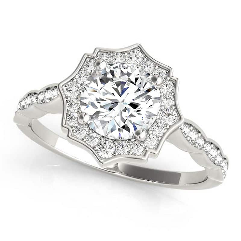 Auriya 14k White Gold Lab Grown Round Diamond Halo Engagement Ring 0.50 to 5.00 ct. tw. (F-G VS) - 0.75 ct. center - 8