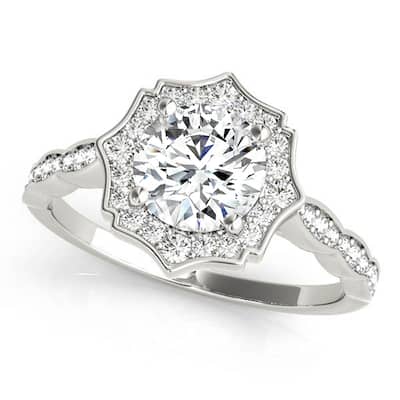 Auriya 14k White Gold Lab Grown Round Diamond Halo Engagement Ring 0.50 to 5.00 ct. tw. (F-G VS)