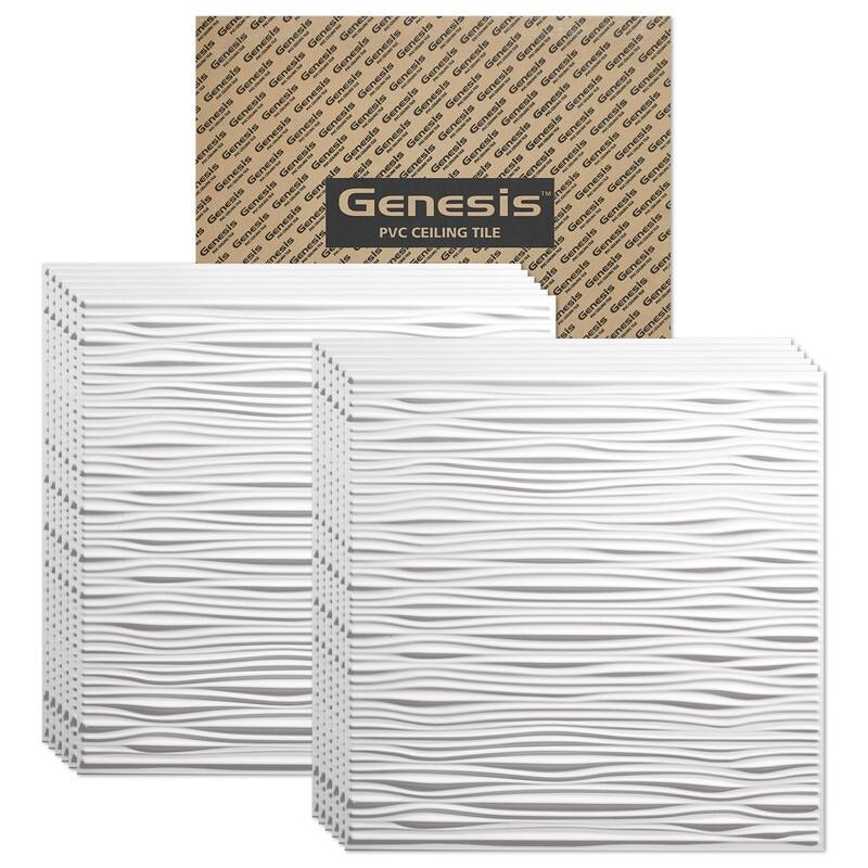 Genesis Drifts White 2 x 2 ft. Lay-in Ceiling Tile - Pack of 12