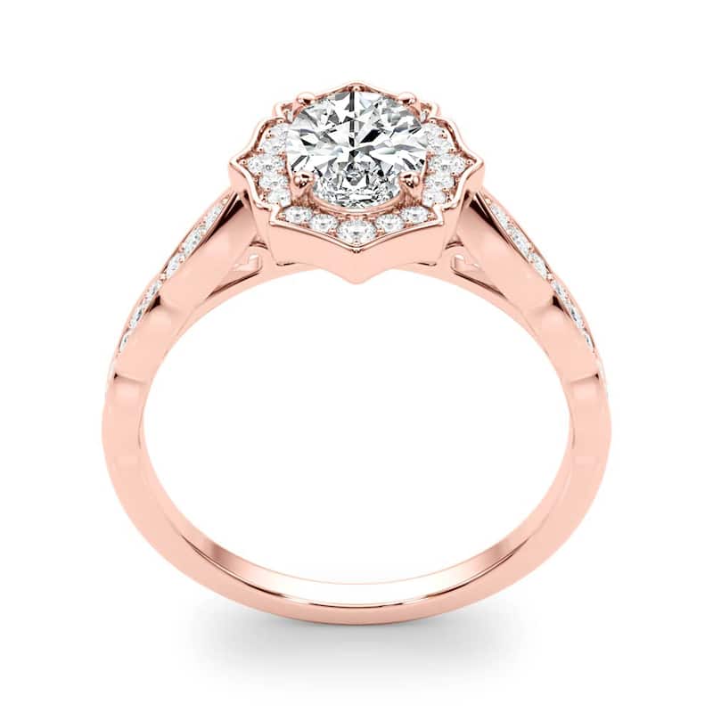 Auriya 14k Rose Gold Lab Grown Oval Diamond Halo Engagement Ring 0.50 to 5.00 ct. tw. (F-G VS)