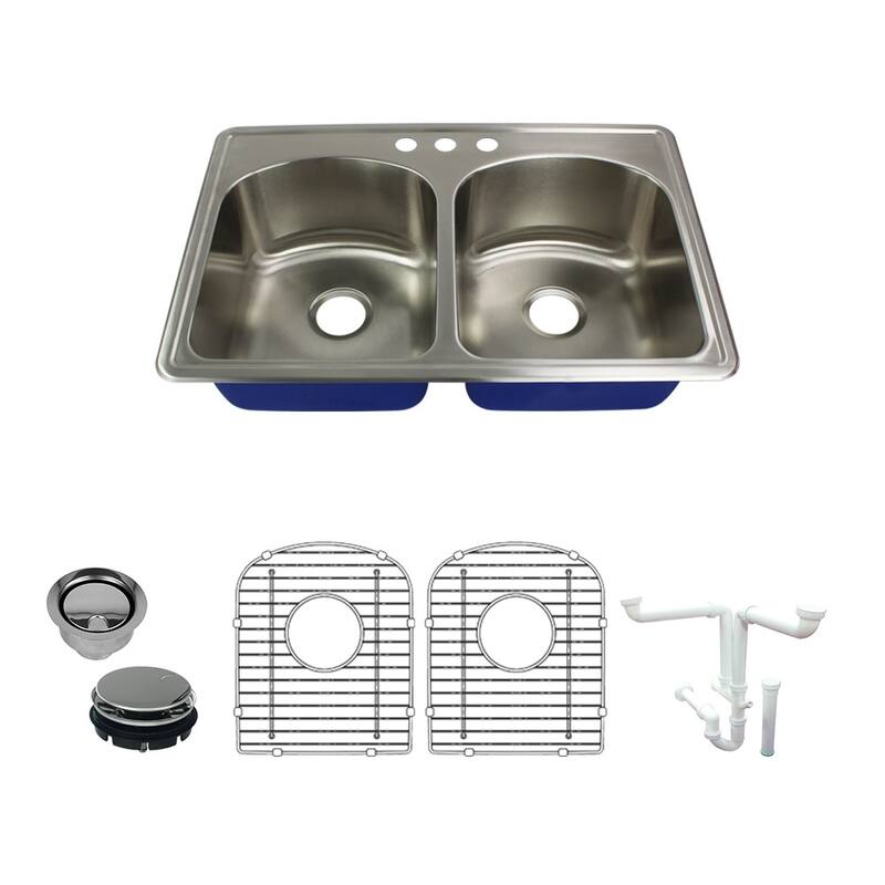 Transolid K-MTDD33229-3 Meridian 33" Drop In Double Basin Stainless - Brushed Stainless Steel - Brushed Stainless Steel