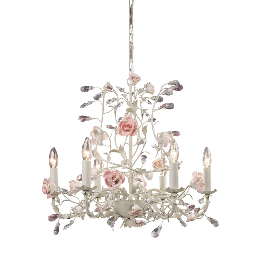 Heritage 22-inch Wide 6-Light Chandelier in Cream