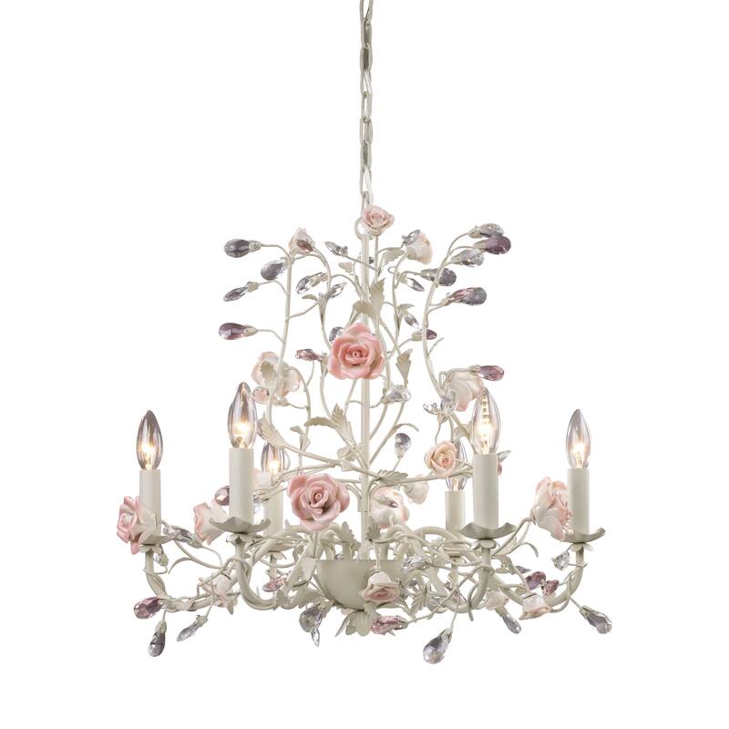 Heritage 22-inch Wide 6-Light Chandelier in Cream