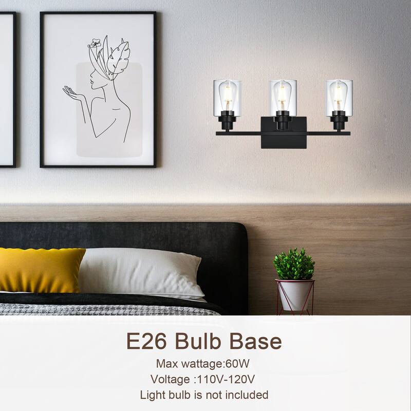 2-Light Modern Vanity Light, Bathroom Mirror Light with Clear Glass Shade