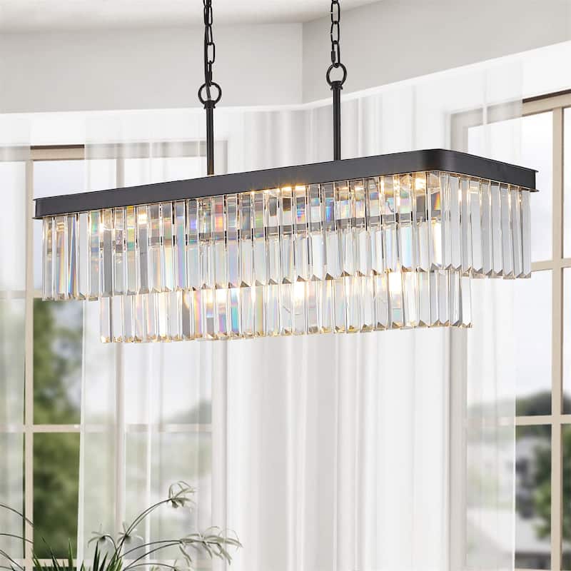 Rectangular Crystal Chandelier Adjustable