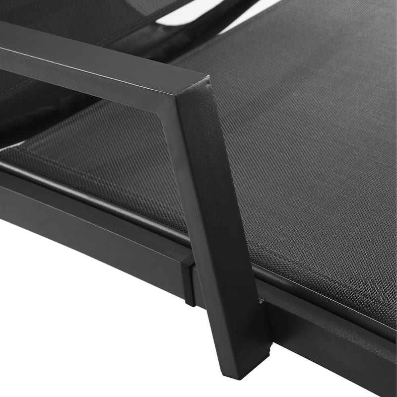 Corvus Sorrento Outdoor Sling Fabric Adjustable Chaise Lounge with Arms