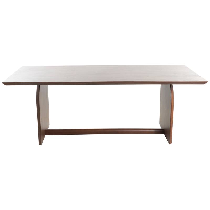 Brown Mango Wood Mid Century Modern Dining Table with Arched Legs