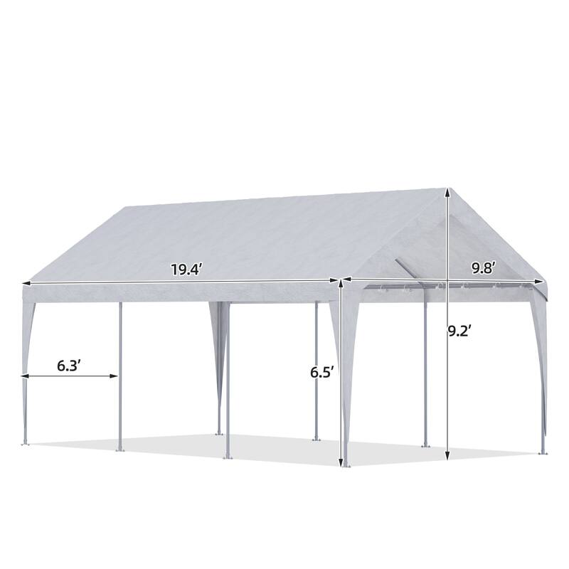 Heavy Duty Carport, All-Weather Waterproof Shelter with Steel Frame for Cars, Boats & Equipment