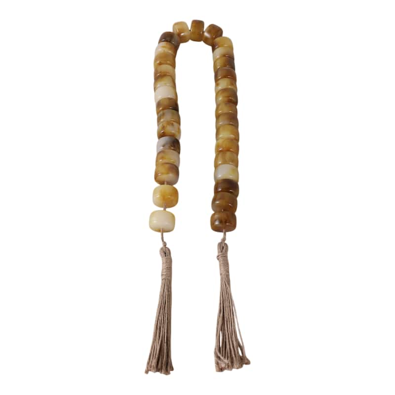 Resin Jute Decorative Beads Tassel Accents Featuring Woven Detailing