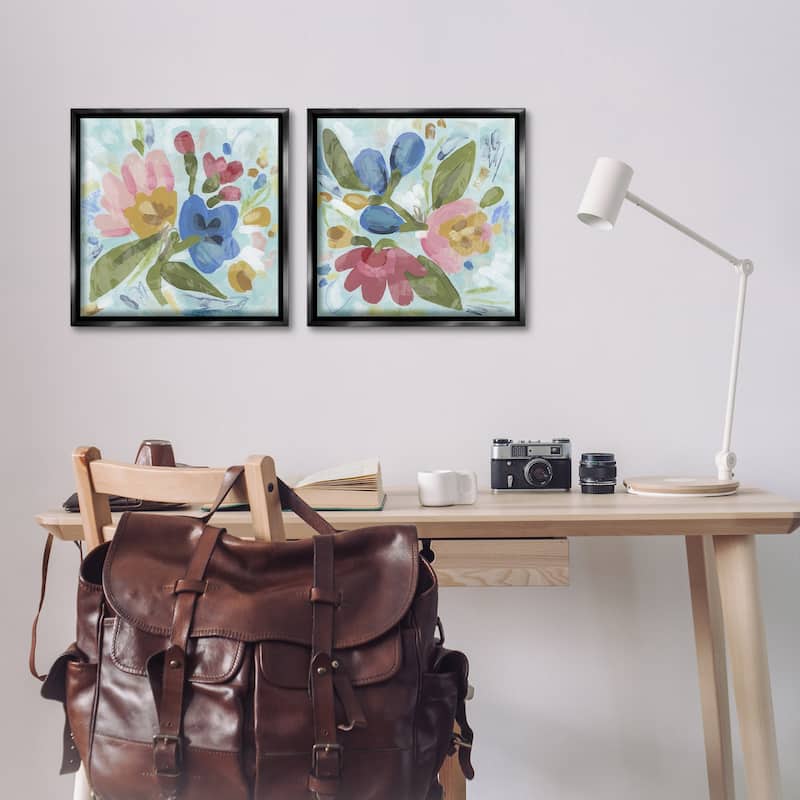 Stupell Eclectic Flower Bundles Framed Floater Canvas Wall Art Design By June Erica Vess (Set of 2)