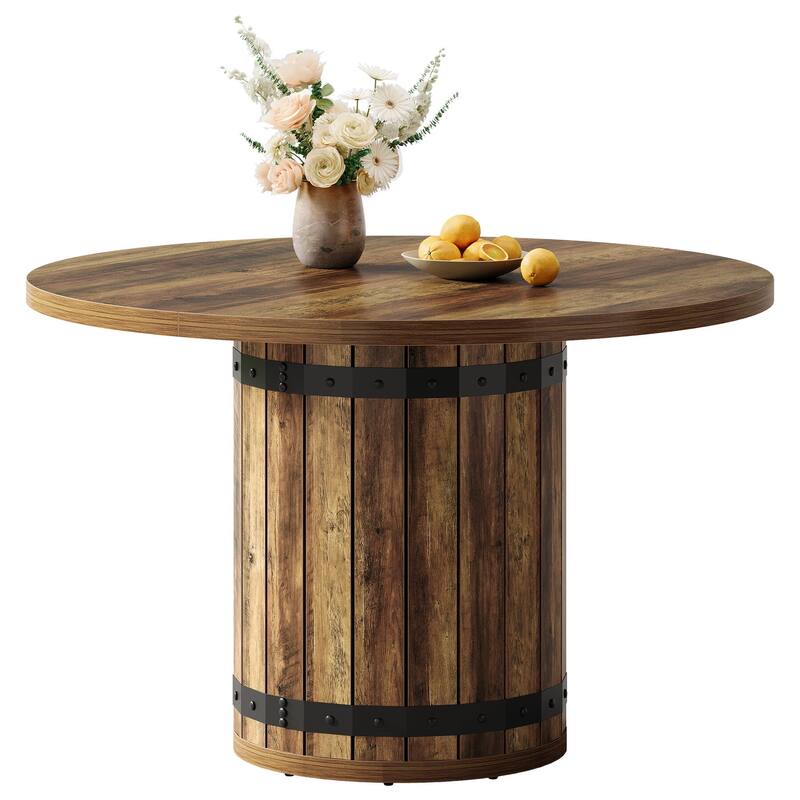 Farmhouse Round Dining Table , 39.37-Inch Dining Table