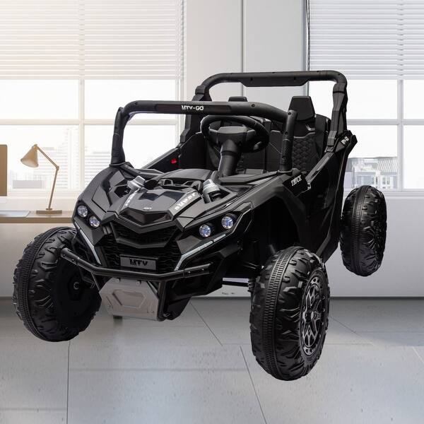 slide 2 of 61, Licensed 24V Two-Seater Kids Ride-On UTV with Anti-Collision Bar, Remote Control, Four-Wheel Shock Absorbers, Bluetooth Music