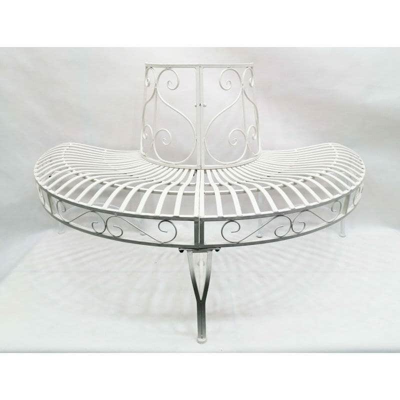 Powder-Coated Aluminum Semi-Circle Outdoor Tree Bench - 27.95 D x 55 W x 31.89 H (inches)