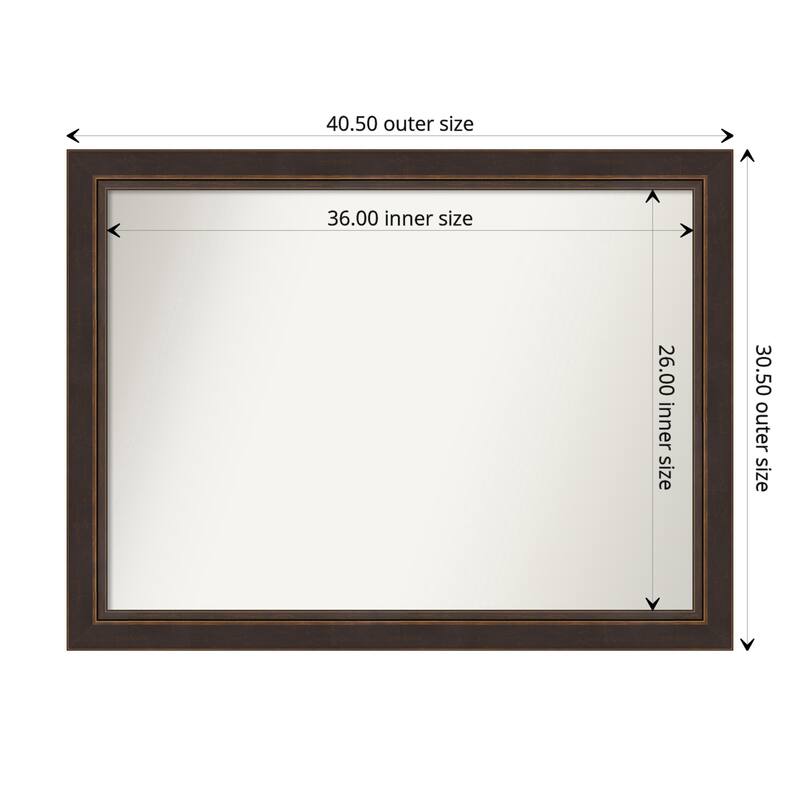 Lara Bronze Framed Non-Beveled Custom Wall Mirror, Bathroom Vanity Mirror - Outer Size: 40.5 x 30.5