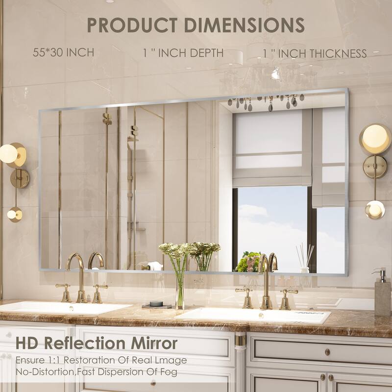 QuivaraView Wall Mounted Aluminum Frame Bathroom Vanity Mirror