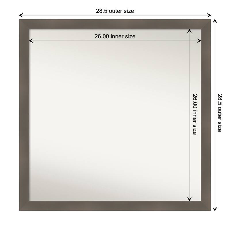 Edwin Non-Beveled Wood Framed Bathroom Vanity Wall Mirror - Edwin Clay Grey - Glass Size 26x26
