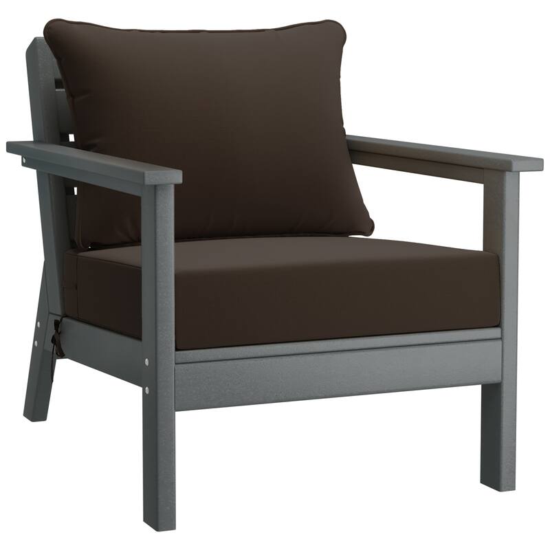 Birchwood All Weather HDPE Outdoor Patio Gray Deep Seating Conversation Set (5-Piece Set)