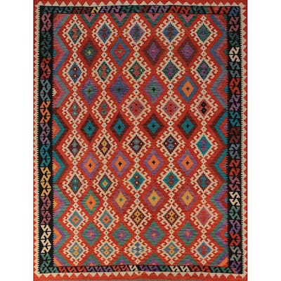 Kilim Oriental Area Rug Handmade Wool Carpet - 8'1"x 9'9"
