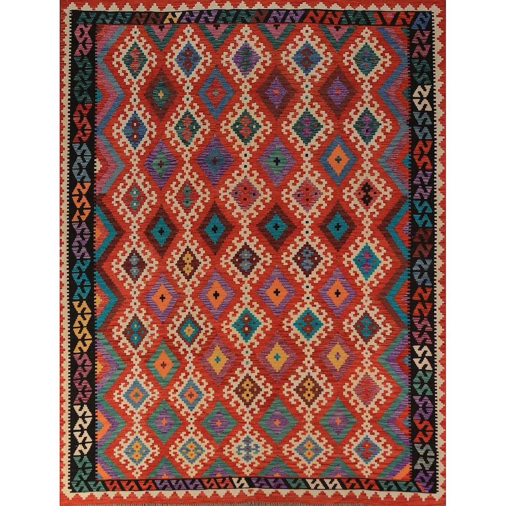 Kilim Oriental Area Rug Handmade Wool Carpet - 8'1"x 9'9"
