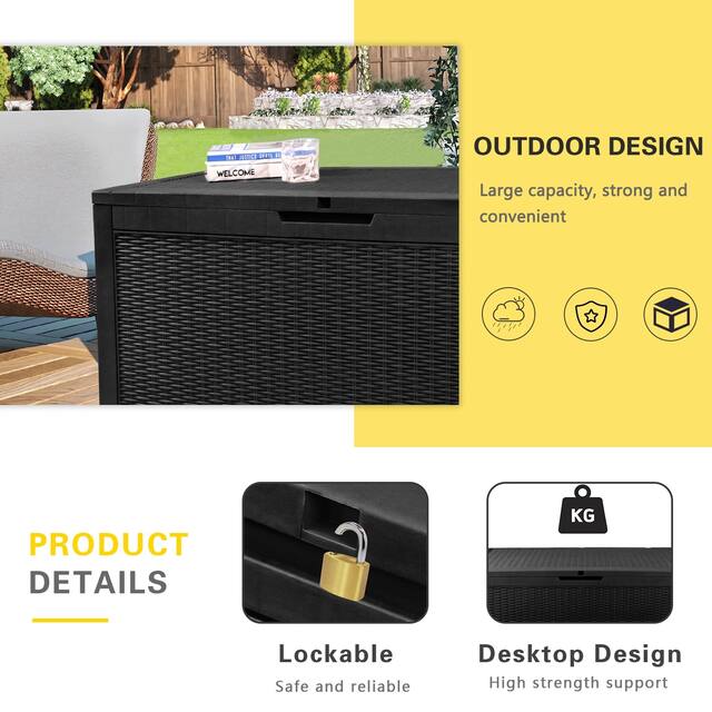 Lacoo 100-120 Gallon Patio Storage Box All Weather Plastic Deck Box