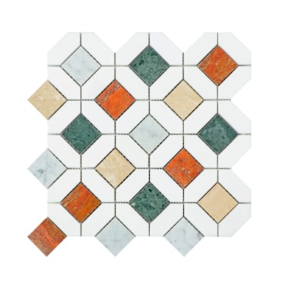 Eclipse Mix Colors Marble Floor and Wall Tile - 1 Case (10 Sheets)
