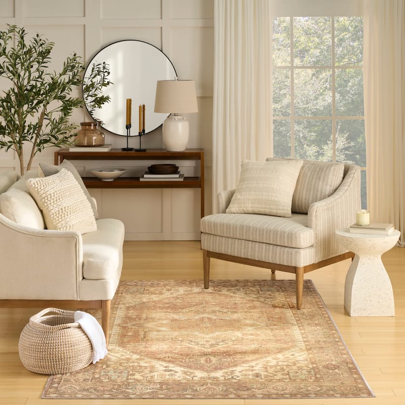 Nourison Vintage Washables Indoor only Gold Persian Area Rug - 5'3" x 7'3" - Gold