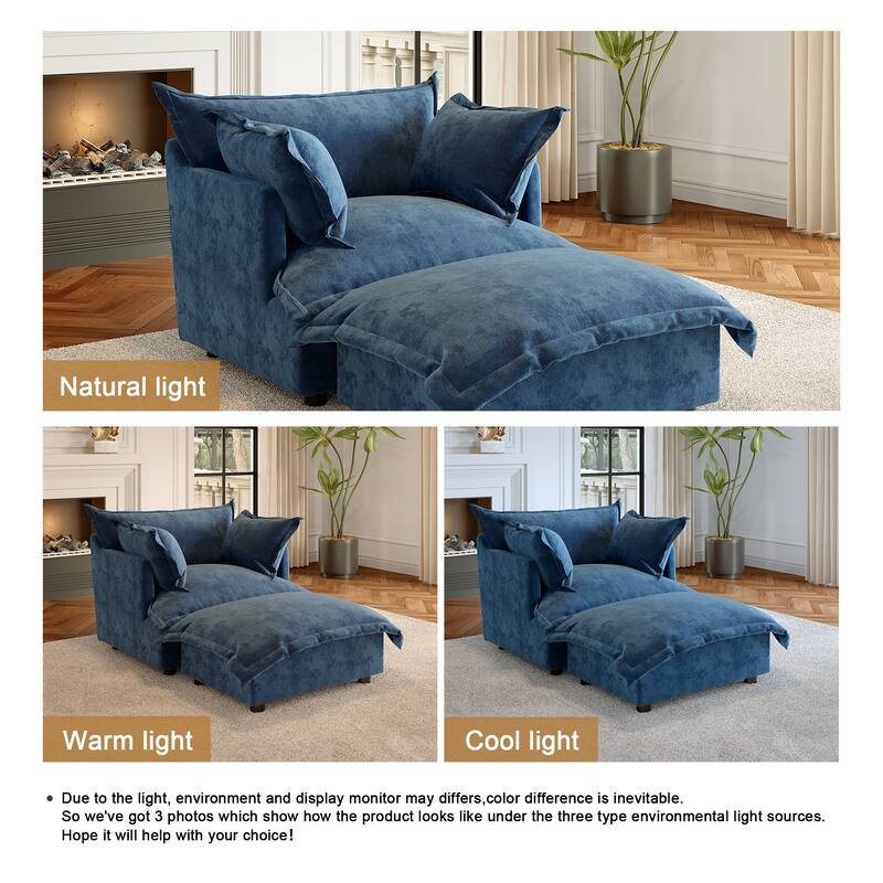 Modern Cloud Chaise Longue Accent Chair with Ottoman set