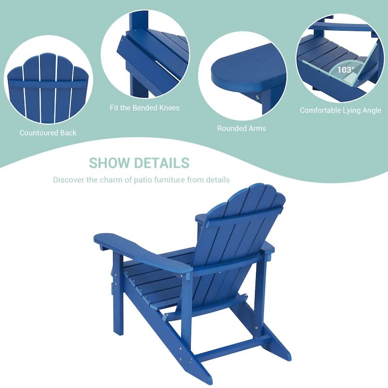 BONOSUKI Outdoor Faux Wood HIPS Patio Adirondack Chair