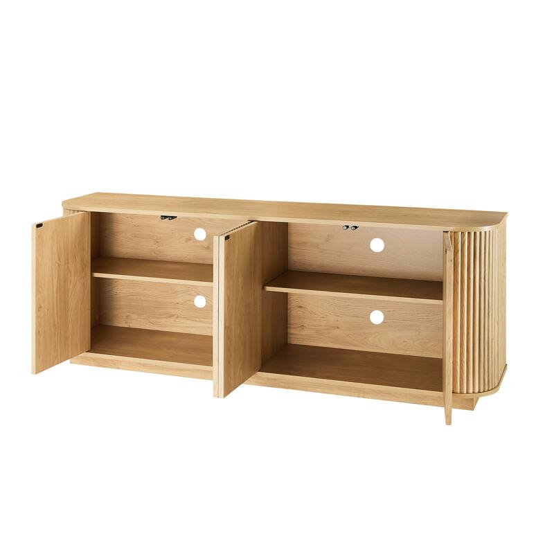 Sideboard Storage Cabinet TV Stand with Wave Pattern Buffet Cabinet Wooden Vertical Striped Cabinet for Kitchen/Bedroom/Entryway